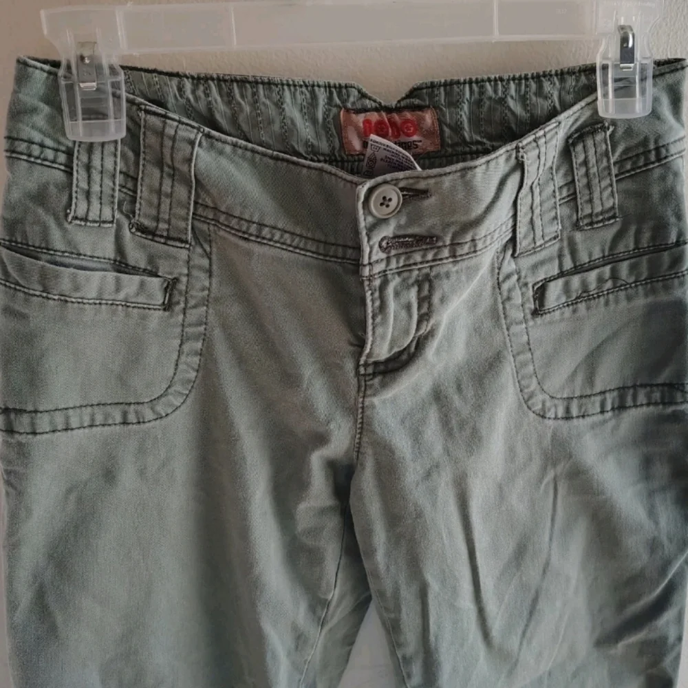 No Boundaries Juniors 5 Low-Rise Bootcut Khaki Army Green Pants 90s Y2k Cotton - Picture 3 of 6